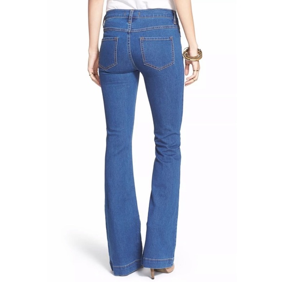 Free People Flared Jeans Dallas Blue Mid Rise - Picture 5 of 11